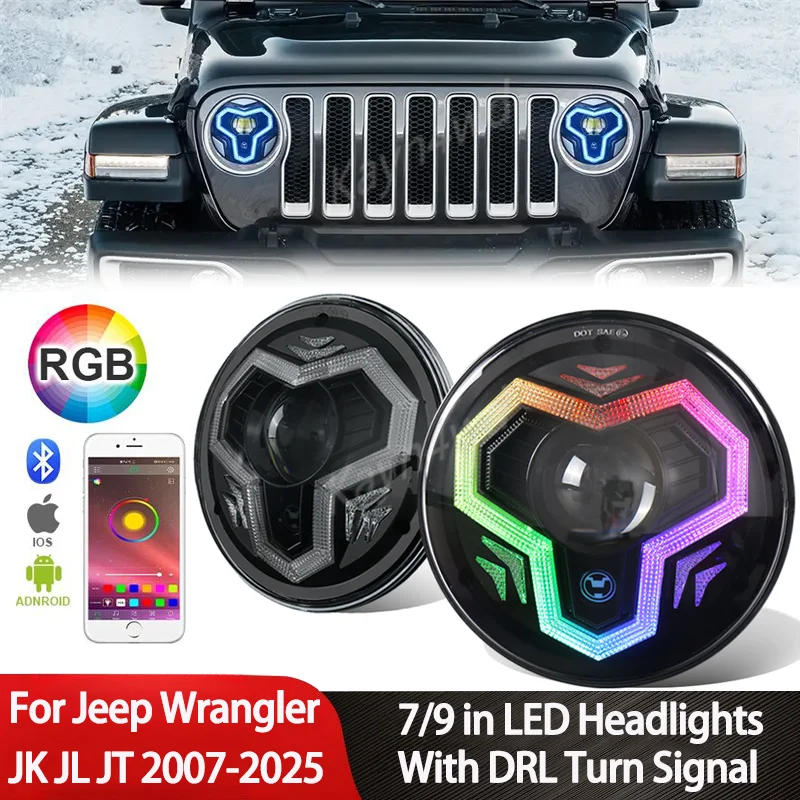

Off Road Exterior Accessories 7/9 inch LED Headlight with RGB DRL Turn Signal High Low Beam For Jeep Wrangler JK JL JT 2007-2025