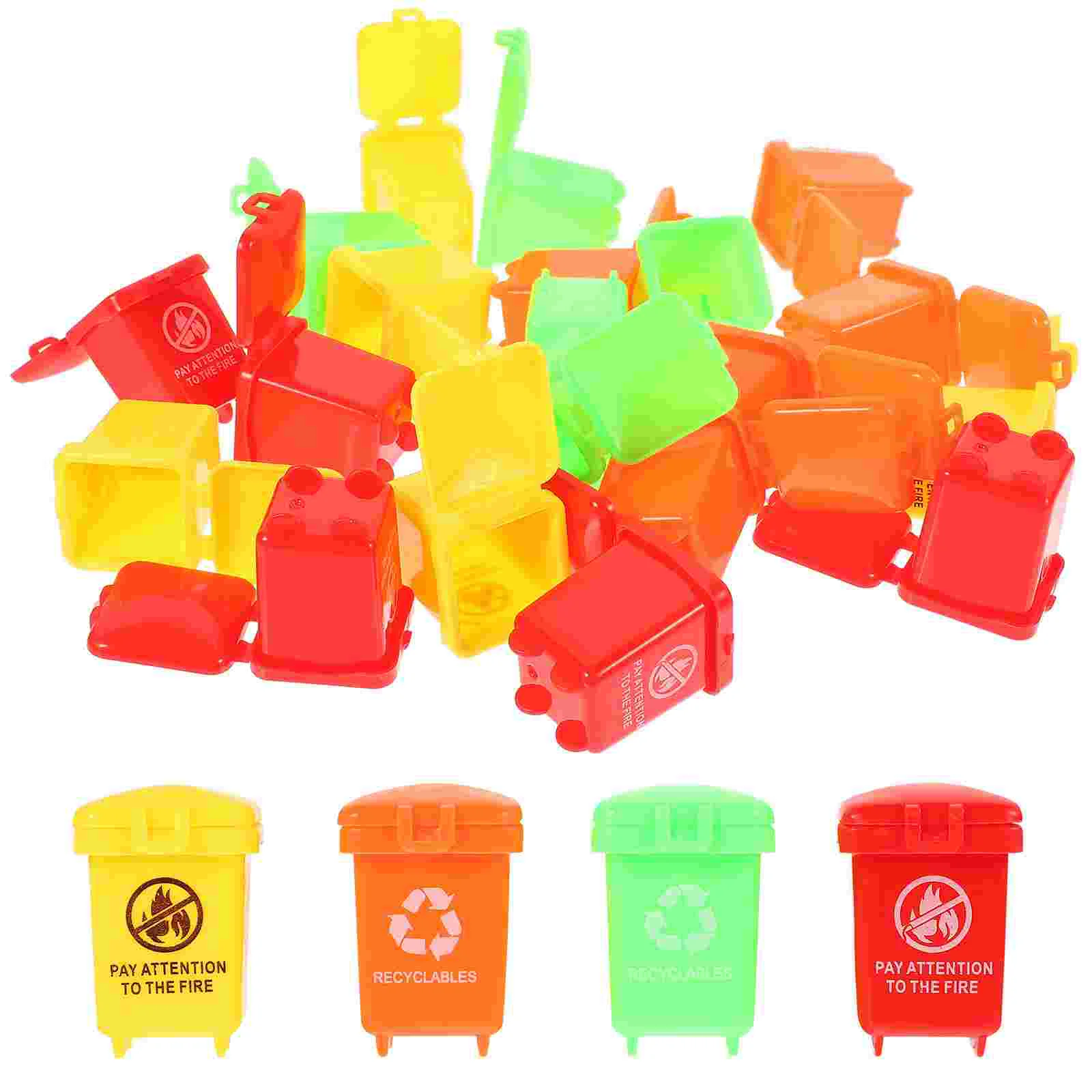 

20 Pcs Miniatures Trash Can Garbage Bin Model Kids Classification Toy Disposable Cans Plaything Child