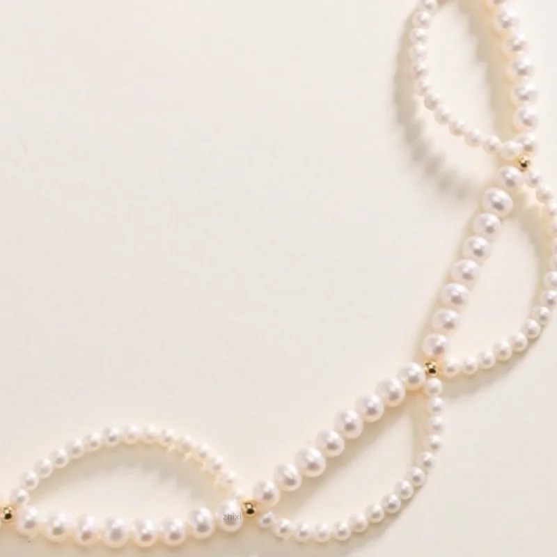 Fine Jewelry Original Design Natural freshwater pearl neckalce double-layer  white pearl fashion wedding gift for women X1045