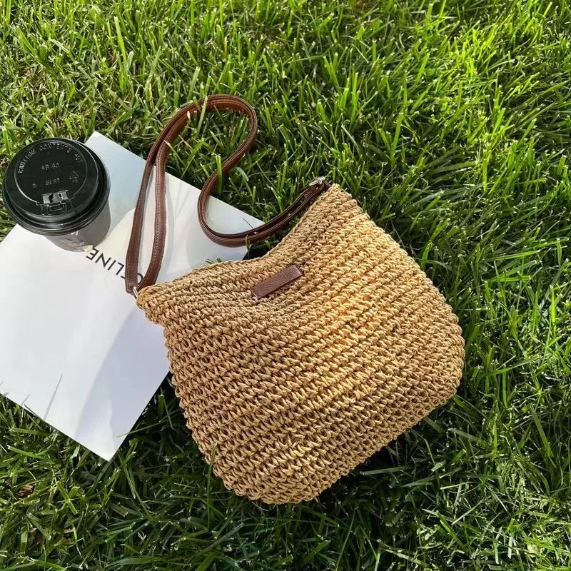 

Ladies Fashion Summer Straw Crossbody Bag Women Beach Holiday Shopping Woven Shoulder Handbag Messenger Purses For Women Bags
