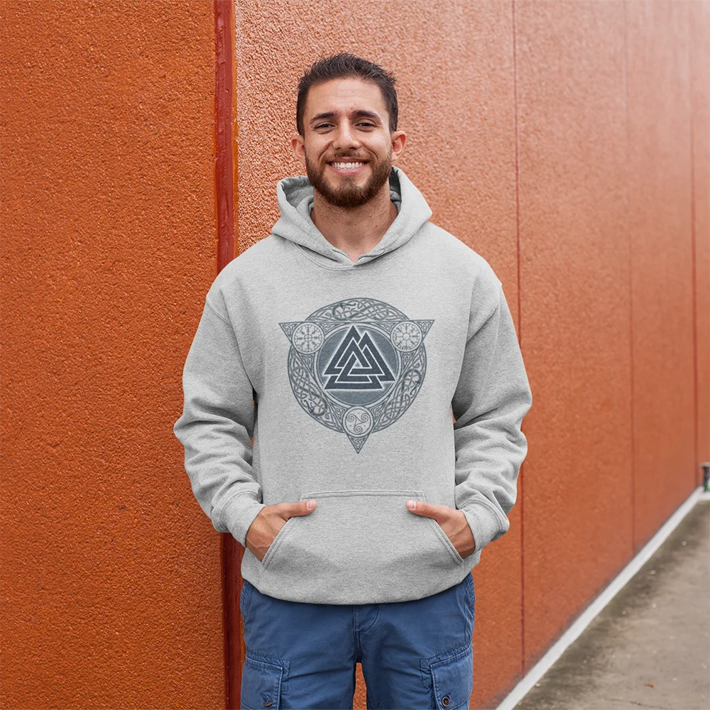 Valknut Ice Flame Valhalla Odin Hoodie men\'s winter clothes Gray Purified Sweatshirt Novelty Pullovers printed graphic hoodies