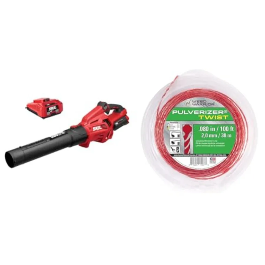 

SKIL PWR CORE 40 Бесщеточный 40 В 530 куб. футов в минуту Аккумуляторный комплект вентиляторов для листьев с регулируемой скоростью, повышение мощности и измельчителем Weed Warrior Twi