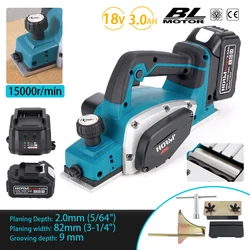 Brushless Cordless Electric Planer 15000RPM Electric Hand Planer Home DIY Furniture Wood Cutting Tool for Makita 18V Battery