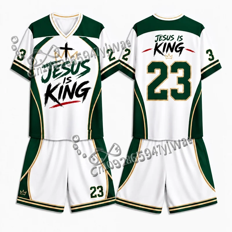 Jesus is King 23 Football Jersey Special Edition Sport TShirt Shorts Set Autumn Women's Men's Kids Soccer Tshirt Set 2 Piece Set