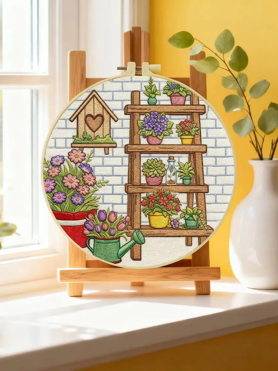 1 Stück 20X20CM/15X15CM 7,87/6,3 Zoll Meerblick Stickerei Starter-Kit DIY-Kit DIY-Stickerei-Set für Anfänger – Detail 6
