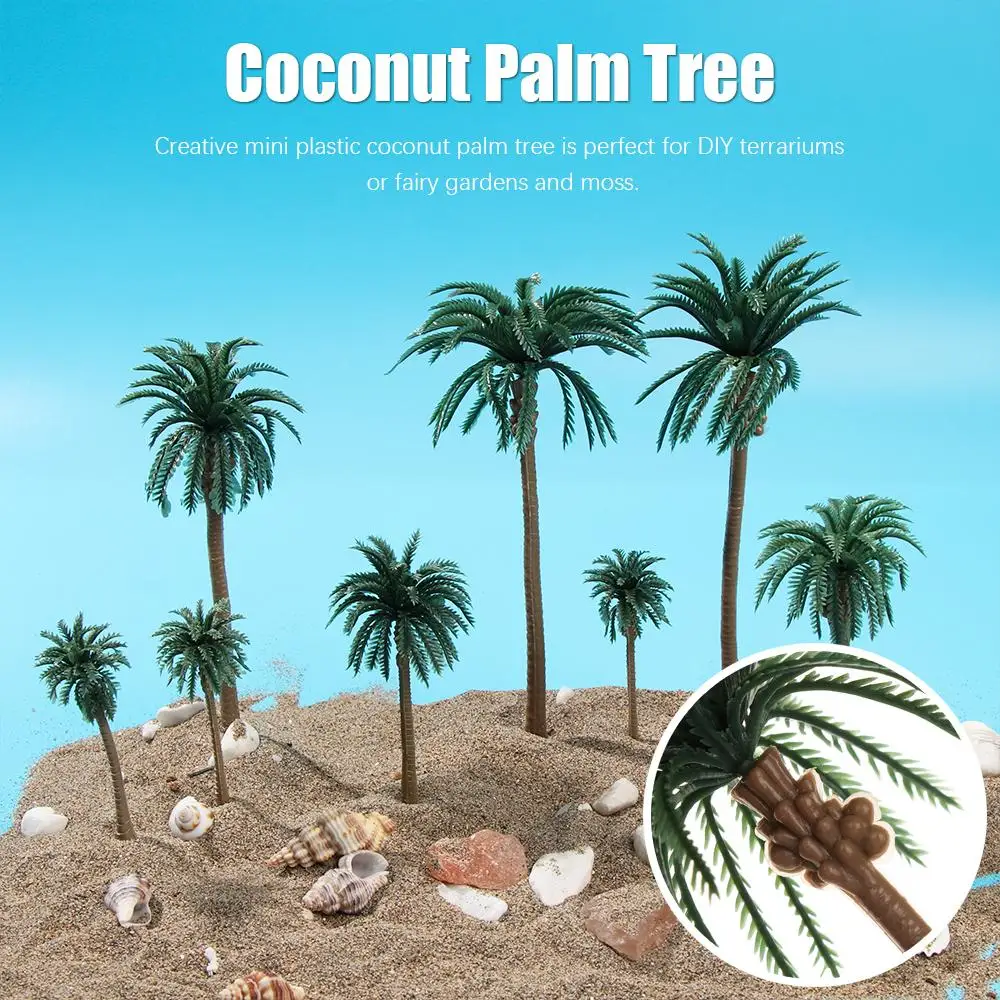 5Pcs Exquisite Miniature Plant DIY Decor Craft Micro Landscape Plastic Bonsai Coconut Palm Tree Plant Pots model