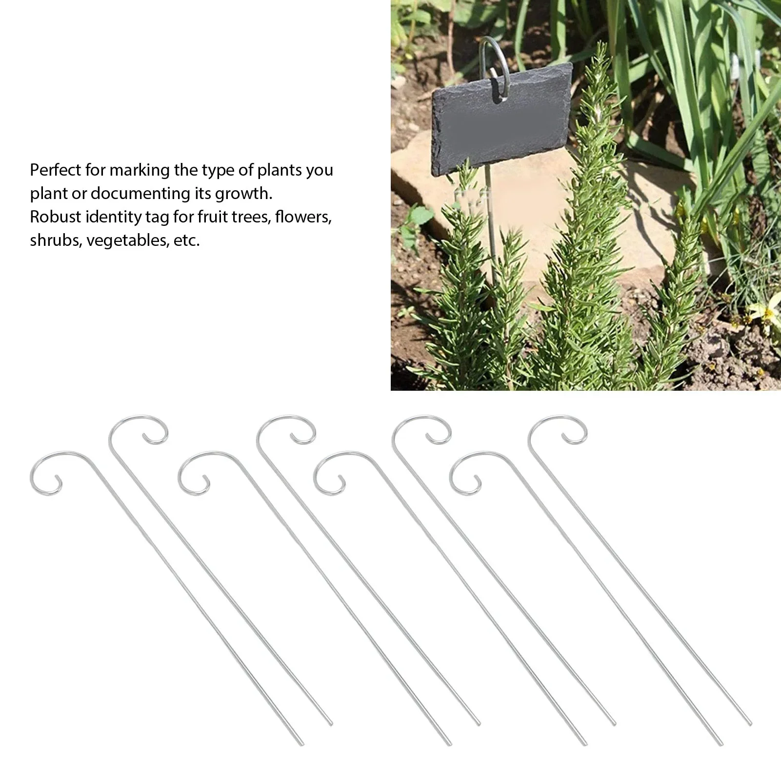 30Pcs Plant Label Hooks Holder Stainless Steel Garden Markers Stake Plant Sign For Flower Pot Bonsai 200mm