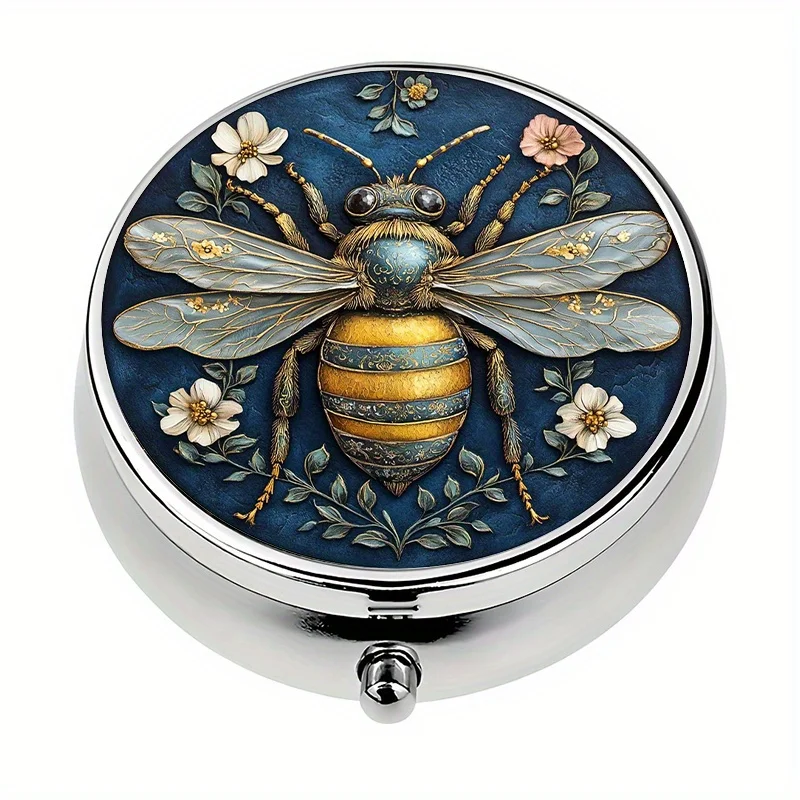 Single pack, mini pill box with 3 compartments, bee-shaped portable pill box, can be used as a decorative pill box, very suitable for travel and storing vitamins