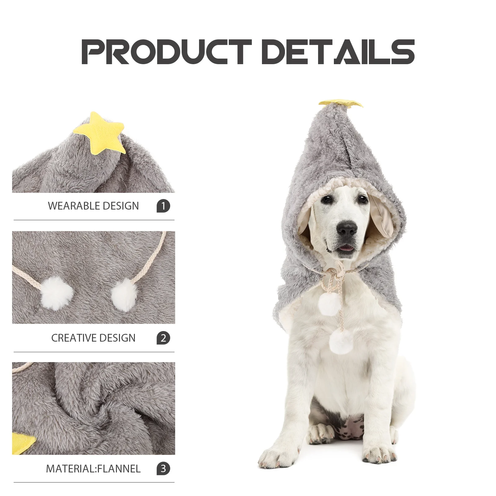 

Warm Dog Robe for Winter Comfortable Flannel Pet Cloak for Dogs After Bath Cute Puppy Bath Clothes Indoor Outdoor Wearable Dog
