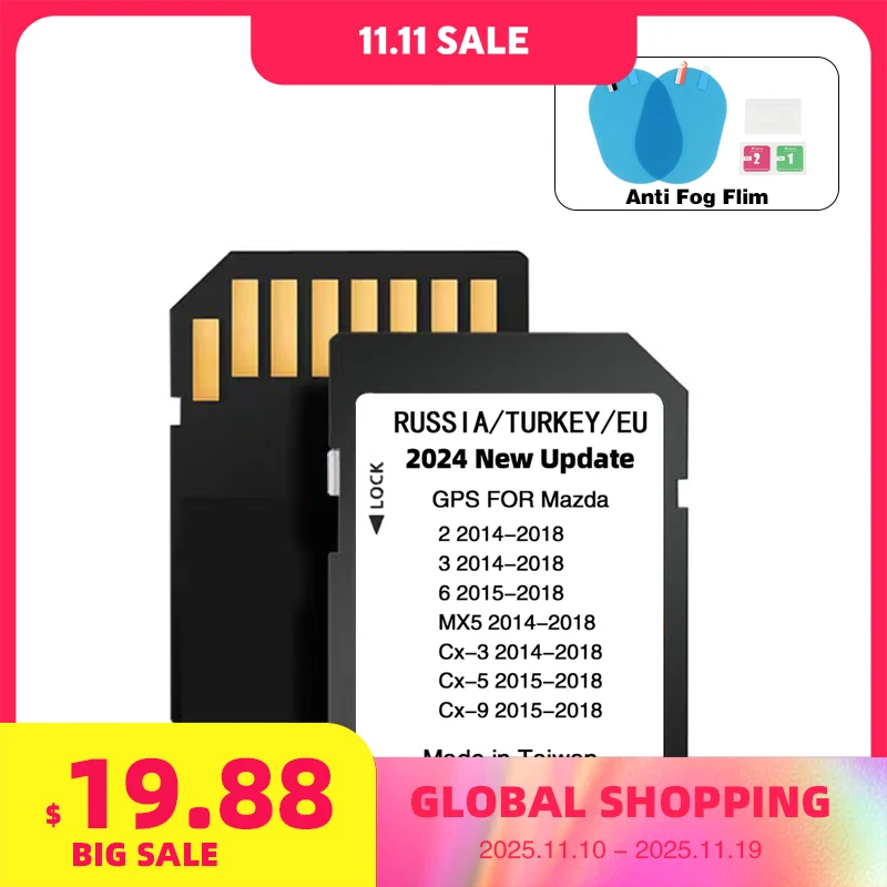 

New 2024 Version Maps EU Russia Turkey Navigation SD Card for Mazda 2/3/6/CX3/CX5/CX9/MX5 Car Sat Navi 16GB GPS Update Maps Data