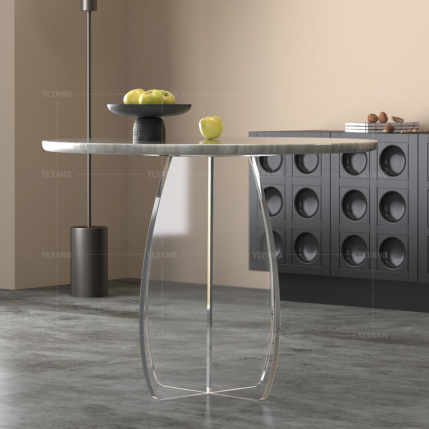 

Transparent cross legs suspended acrylic table legs DIY custom table feet round support round rock slab bracket table corn
