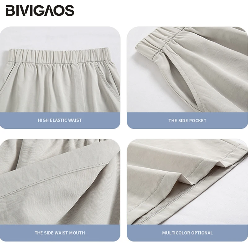 Bivigaos 2025 verão novo fino carga shorts saia feminina solta casual moda gelo seda falso duas peças esporte curto a linha saias