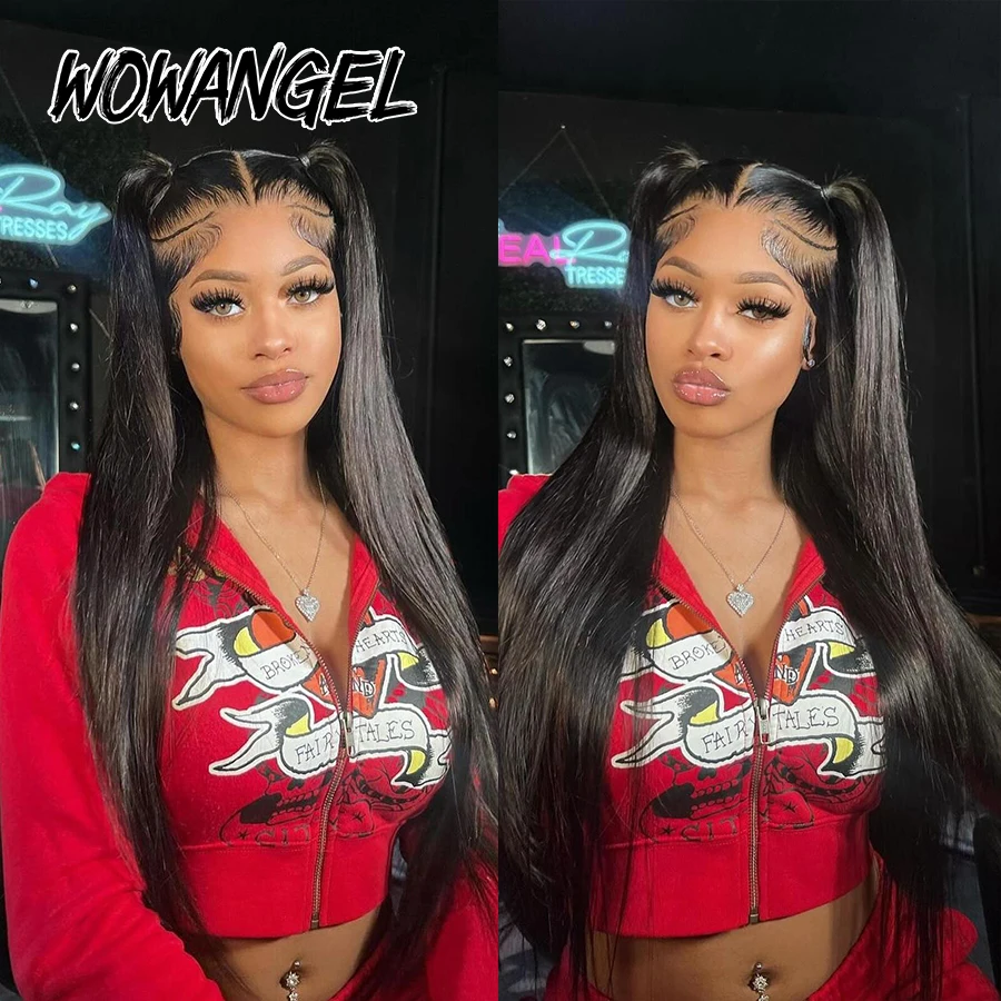 WOWANGEL Rohhaar 13x6 HD Lace Front Echthaarperücken 250% glatt, vorgezupfte Full-Frontal-Perücke, geschmolzene Spitze, vorgezupft für Frauen – Detail 6