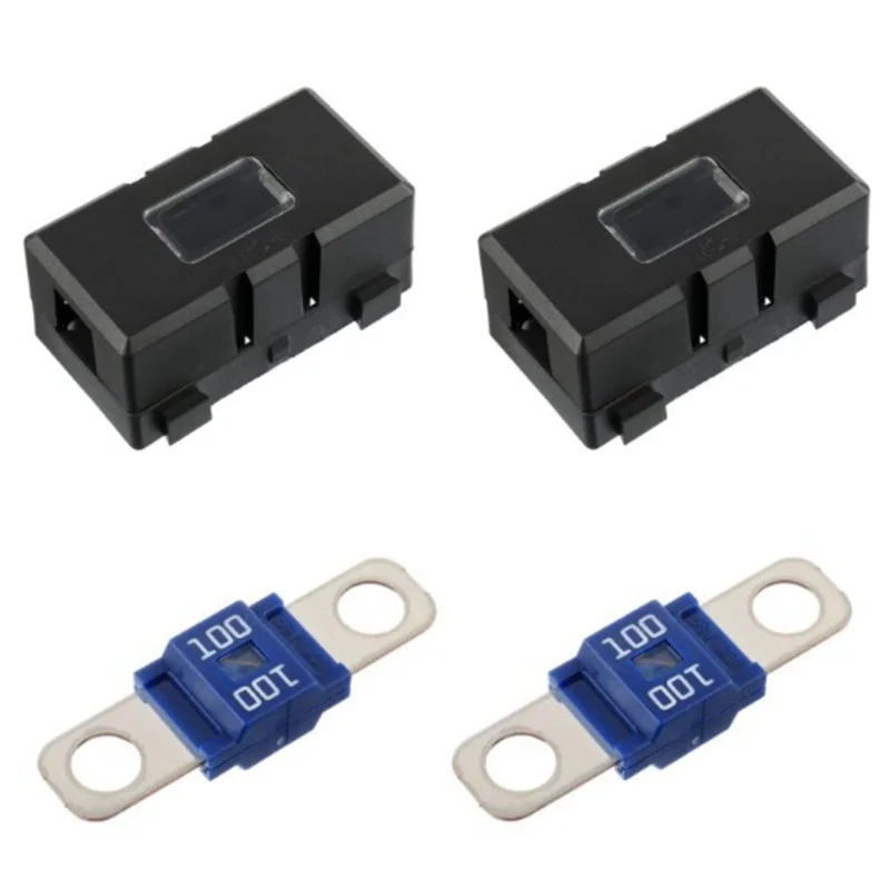 2 X ANS-H Car Fuse Holder and 2 X High Current Bolt on Midi Fuses 100A Amp for Cars, Trucks, Vehicles 100A