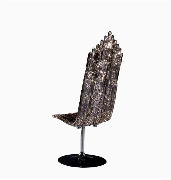 Luxurious Interiors Moden  Artistic Design  Living Room Dining Chair Italian  Chair with Intricate Metallic Thread Detailing