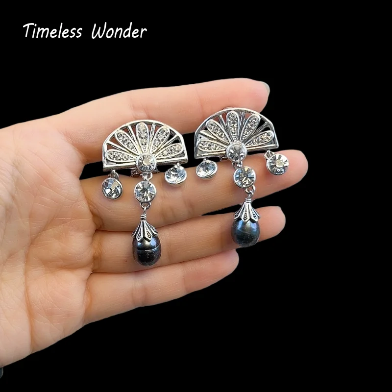 

Timeless Wonder Fancy Zircon Geo Fan Button Earrings for Women Designer Jewelry Punk Sweet Gift Rare Top Neat 3343