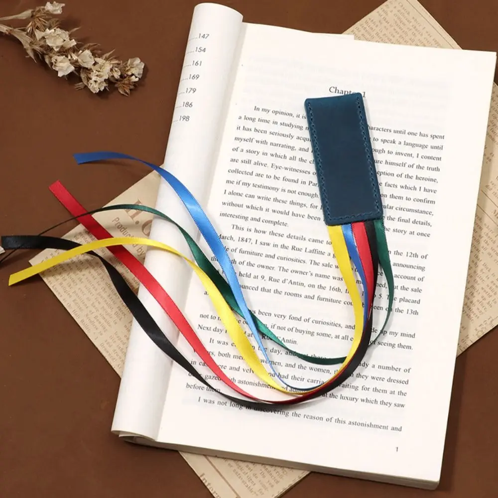 Reading Bookmark Cowhide Ribbons Bookmark Multi-color Pagination Mark Leather Book Paginator Handcrated Book Marker Folder