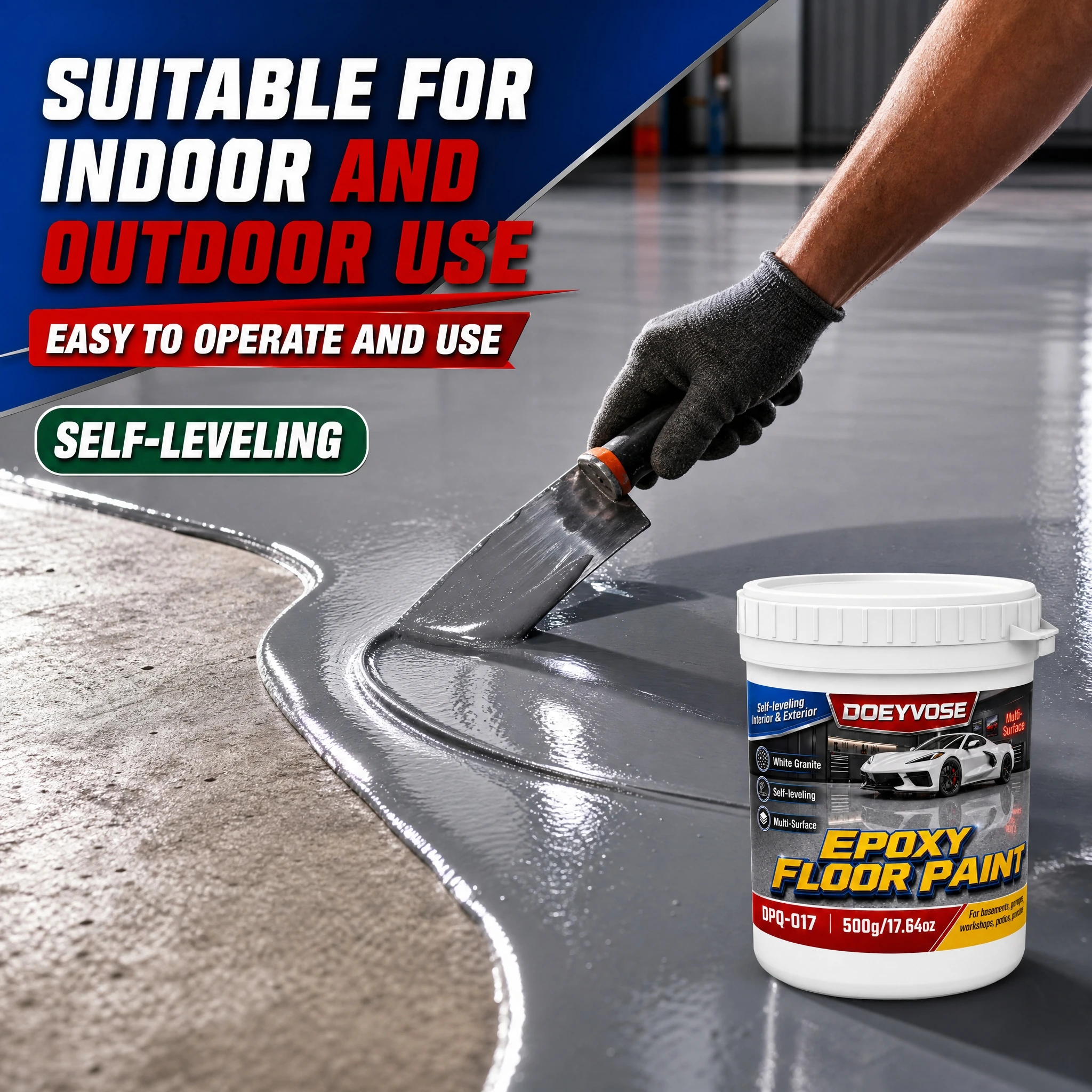 500g Gray Epoxy Floor Resin Paint Anti Slip Indoor Cement Floor