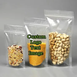 100PCS Clear Stand-up Plastic Ziplock Packaging Bag DIY Matcha Snack Sugar Candy Coffee Fruits Custom Logo Gift Storage Pouches