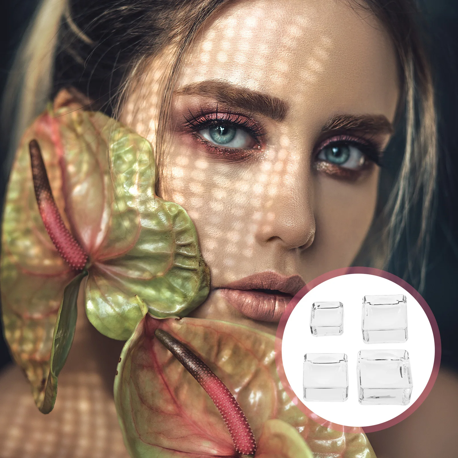 

4pcs Glass Eyelash Extension Tray Crystal Lash Holder Pallet Transparent Durable Stand For Beauty Salon Makeup Artists Eyelash