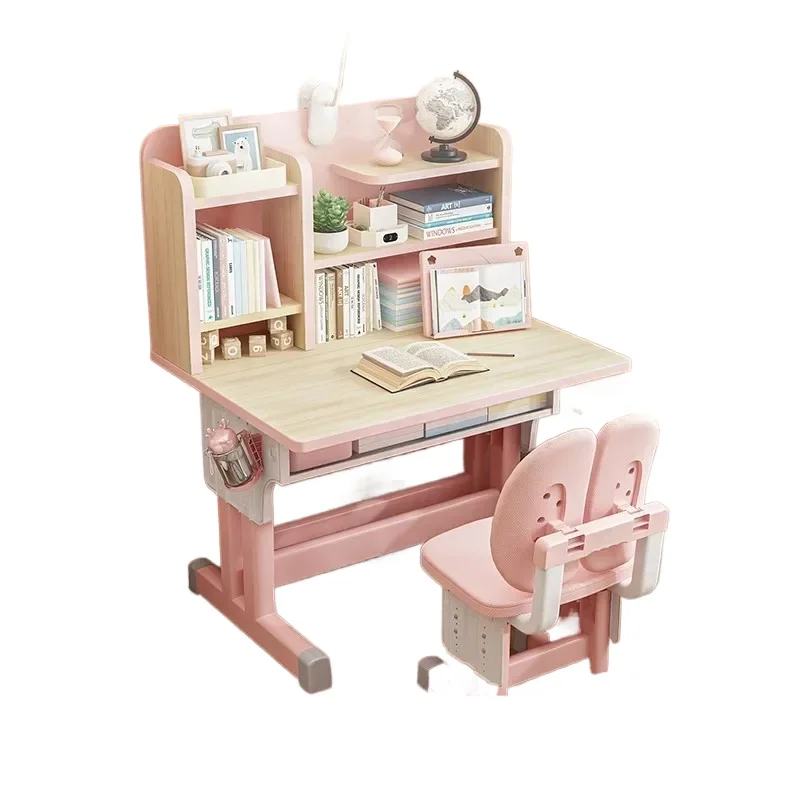 Children's study table Lifting writing desk table and chair set Boys and girls desks and chairs