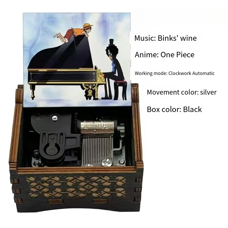One Piece Bink's Sake Music Box Anime Luffy Zoro Carved Wooden