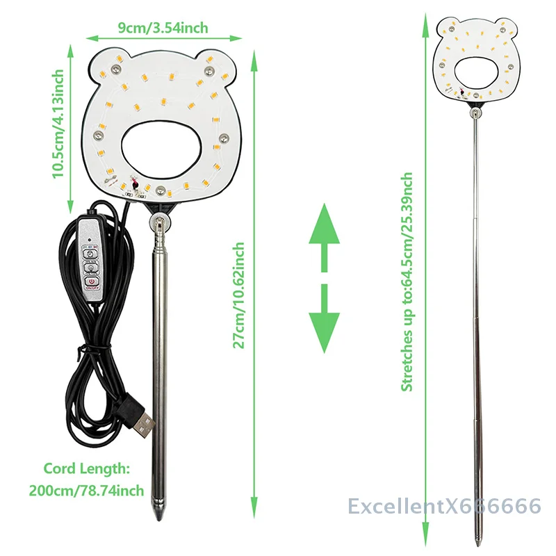Full Spectrum Fill Light LED Grow Lamp For Indoor Plants With Adjustable Height, 2/4/8H Timer 4 Level Dimming For Garden