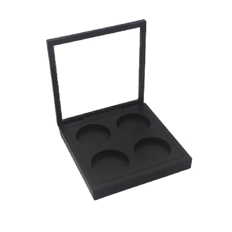 

10pcs Matte Black Eyeshadow Palette 4 Grids Magnet Eye Shadow Dish Blush Case Private Label Plastic Empty Square Powder Box