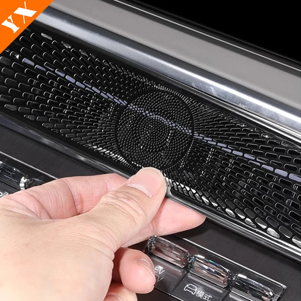 For Denza N9 2025 2026 accessories Stainless Black Car Central Air Conditioning Vent Cover,Car Central Decorative Air Vent Cover 6