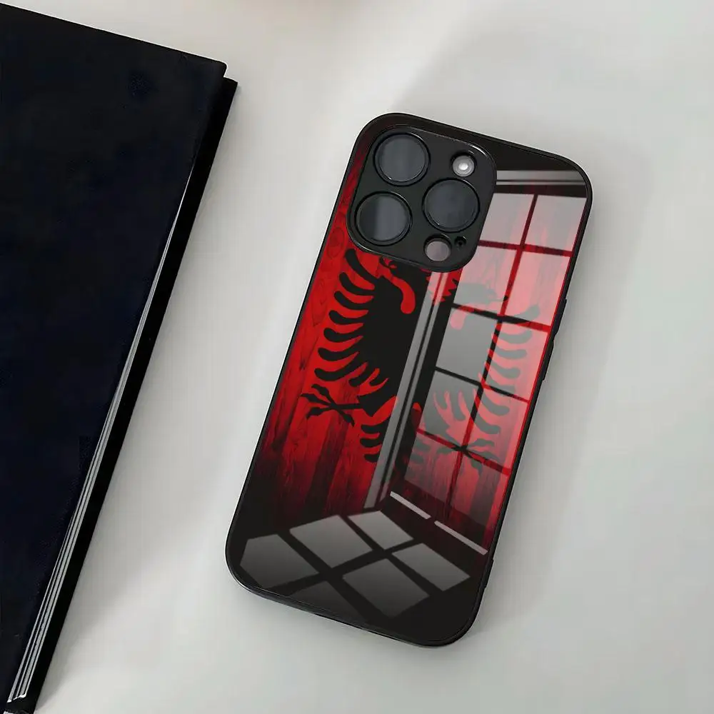 Albania Flag Phone Case For Iphone 16 15 13 12 Personalized Printing 14 11 Pro Max Mini X Xr Xs 8 7 Puls 6 Glass Luxury Coque 20