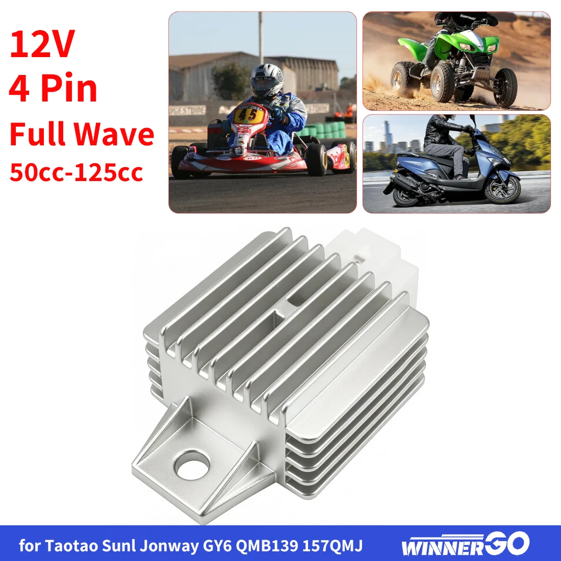 12V 4-Pin Vollwellen-Spannungsregler-Gleichrichter für Taotao Sunl Jonway GY6 QMB139 157QMJ 50cc-125cc ATV Roller Go-Karts Quad – Detail 4