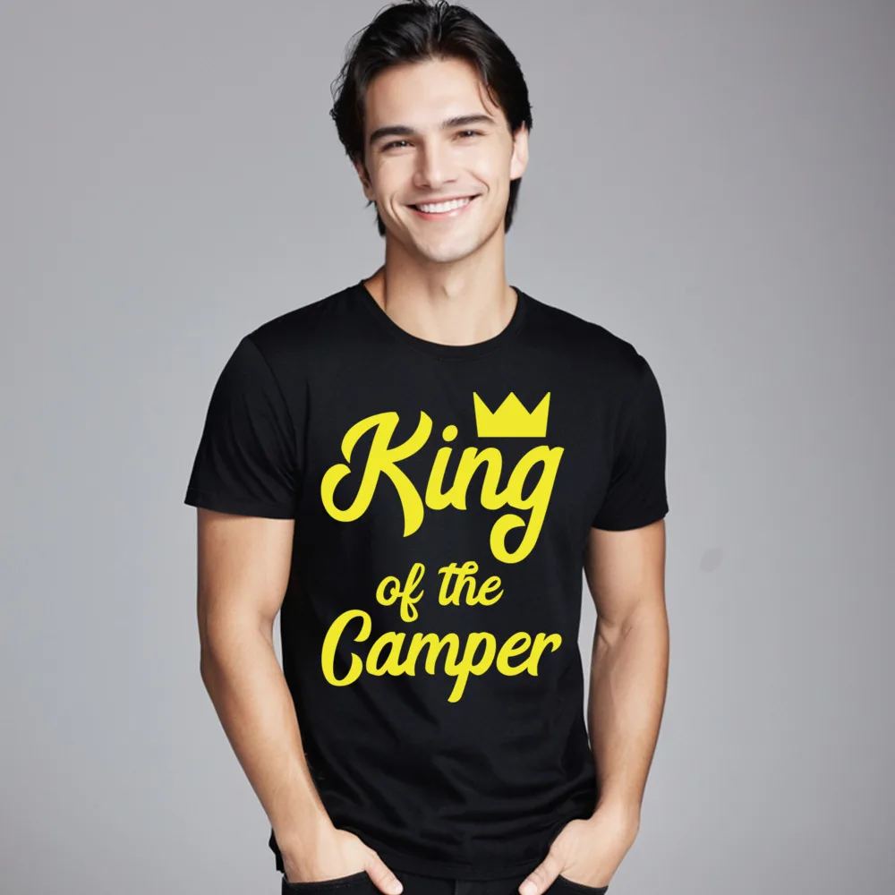 King Of The Camper Cute Retro Man T-Shirt O Neck Short Sleeve 100% Cotton Tees Hip hop Tee Shirts