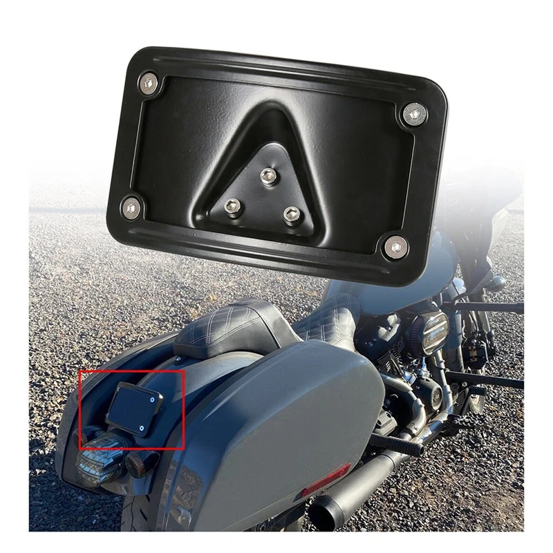 Motorcycle Curved Laydown License Plate Mount Bracket For  Softail 3Hole Mount License Plate Holder Rack Replacement