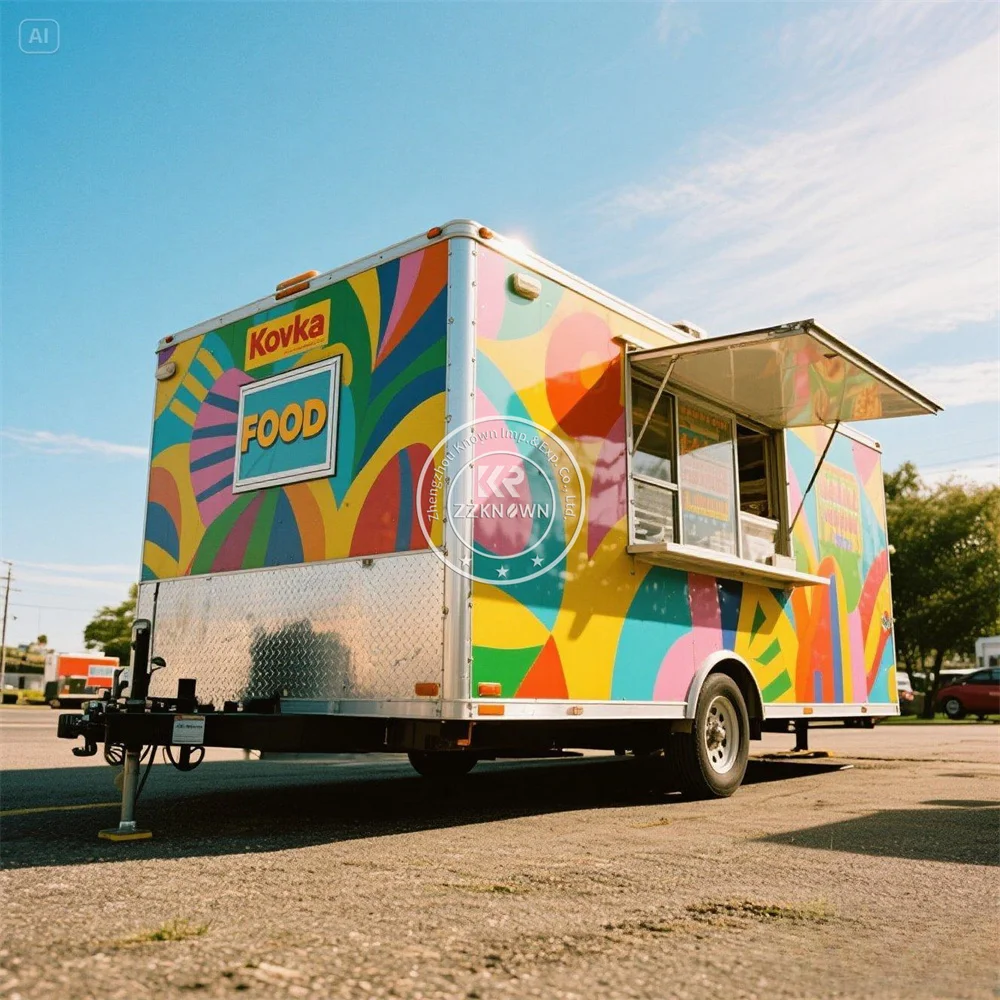 

Уличный фудтрак для фастфуда, пиццерия на колесах с полной кухней, киоск для закусок и кофе, индивидуальный размер и цвет, прицеп для продажи еды на продажу