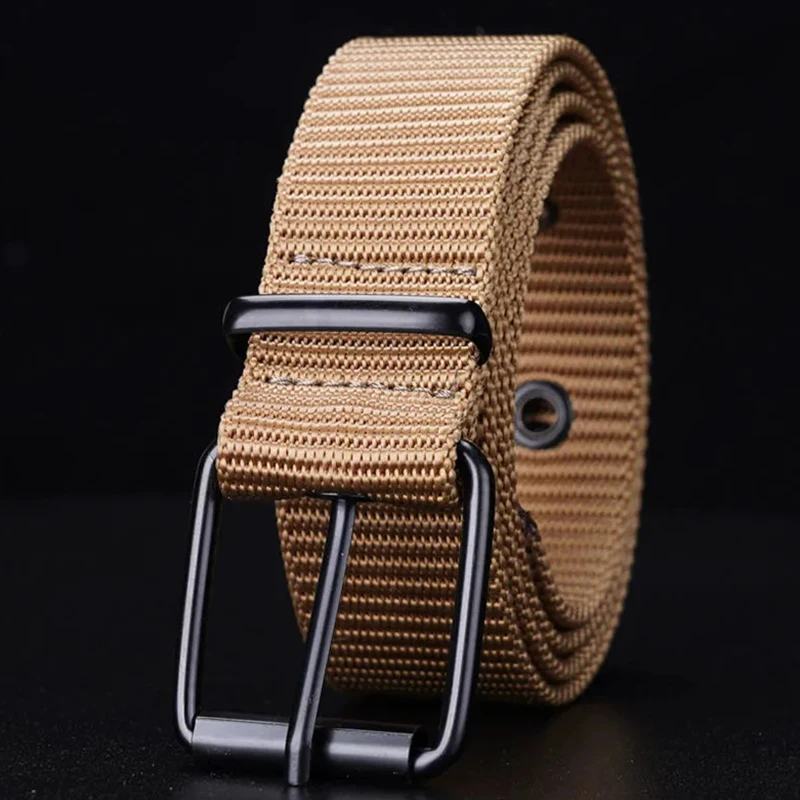 Herren Gürtel Mode Casual Nieten-Gürtel Canvas Nylon Gurtband Taktischer Gürtel Hochwertige Sport-Gürtelband Taillengürtel BF01 – Detail 6