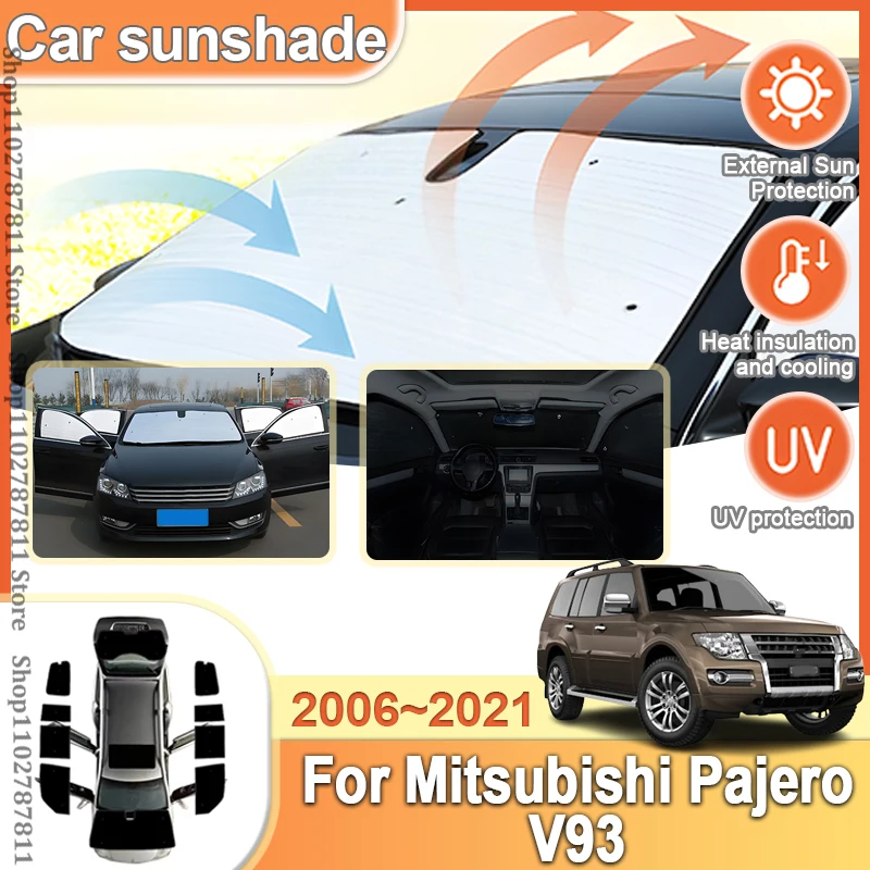 

Полные автомобильные чехлы, солнцезащитные козырьки для Mitsubishi Pajero V93 2006~2021 2015 2016 2017 2018 2020, защитный козырек для окон, солнцезащитный экран для автомобиля