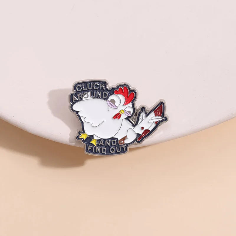 Cluck Around And Find Out Enamel Pin Funny Chicken Mama With Knife Brooch Lapel Backpack Badge Jewelry Gift For Women