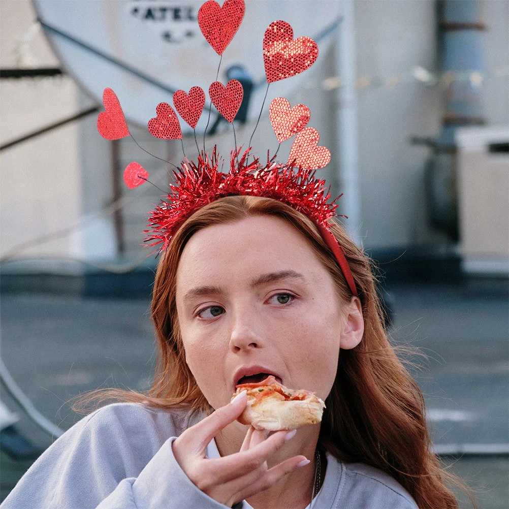 

2Pcs Valentine Heart Hair Hoops Lightweight Most Heads Perfect for Parties Stages Weddings Festivals Holiday Hair