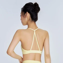 DANCEFISH Triangle Decoration Beautiful Back Nylon Sport Top Fitness Training Gym Clothing Yoga Bra