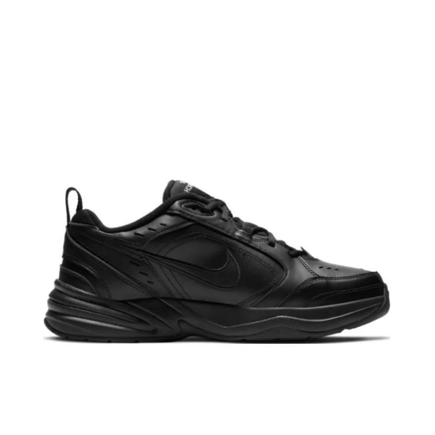 Nike Air Monarch 4 Low Men's and Women's Sneakers Classic Retro Casual clunky shoes Cushioned comfort Sneakers solid black