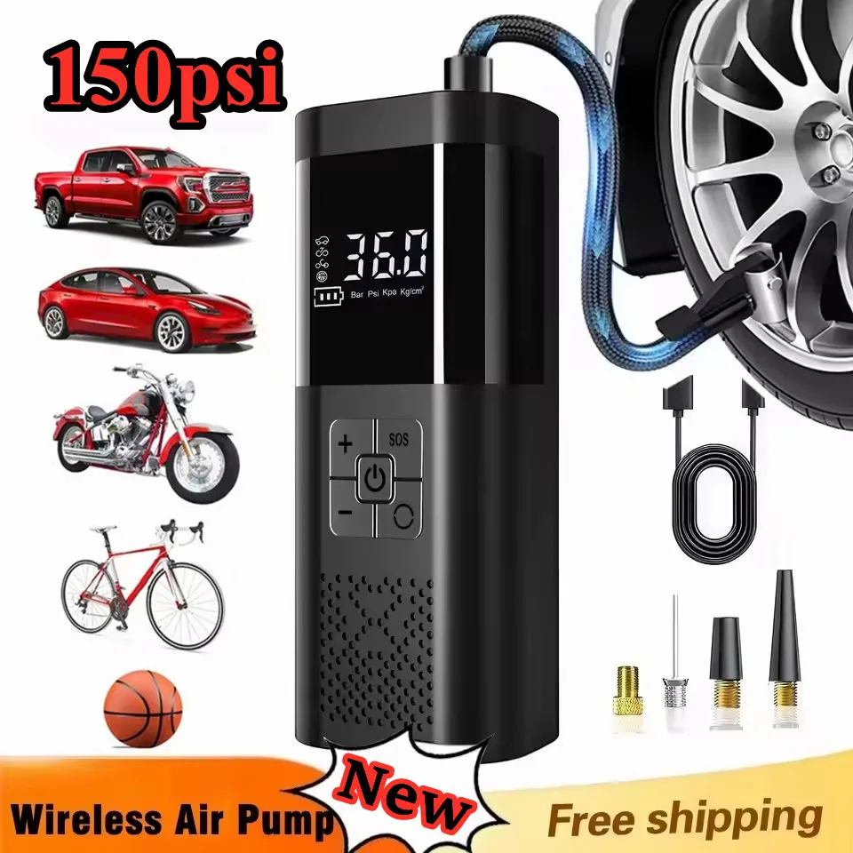 

150psi Air Pump Portable Wireless Electric Tire Inflator For Car Bicycle Motorcycle Air Compressor Injector Bike MTB Accessories