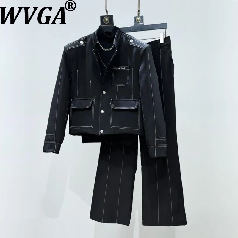 

WVGA Spring Autumn New Men Tide Original Design High-End Topstitched Padded Short Jacket Niche Chic Casual Straight Pants W16806