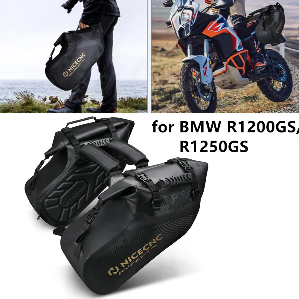 

NICECNC Motorcycle Saddlebags For BMW F900R R1200GS R1250GS 28L Outing Touring Motorbike Panniers PVC Waterproof Heat-resistant