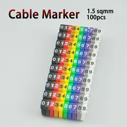 100PCS Cable Marker For 2.5 sqmm Colored Number 0 to 9 Each 10pcs Distinguish Wires