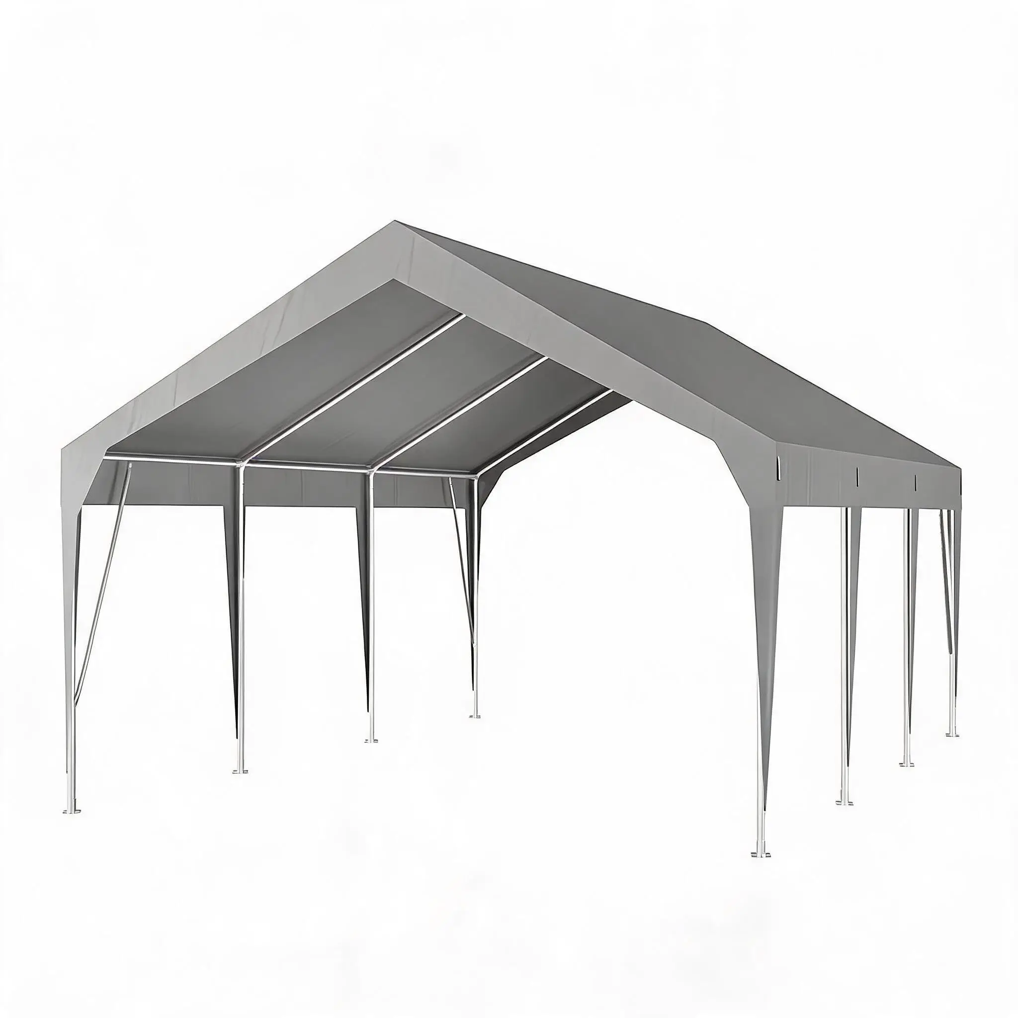Heavy Duty Carport, PE Canopy Metal Frame Garage, All-Season