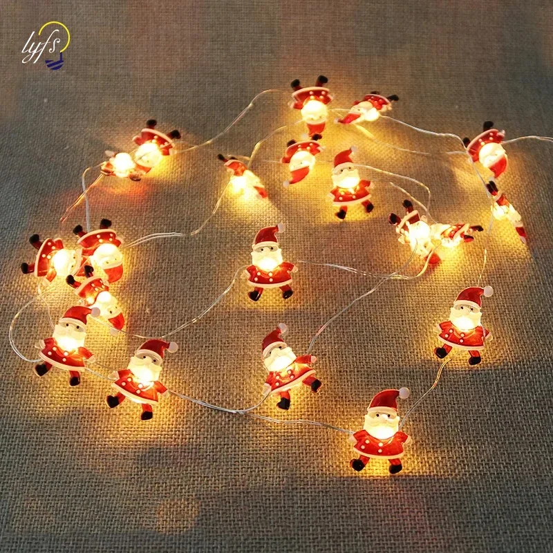 Santa Claus Snowflake 2M 20LED Garland String Light Battery Powered Christmas New Year Wedding Party Fairy Decor Light