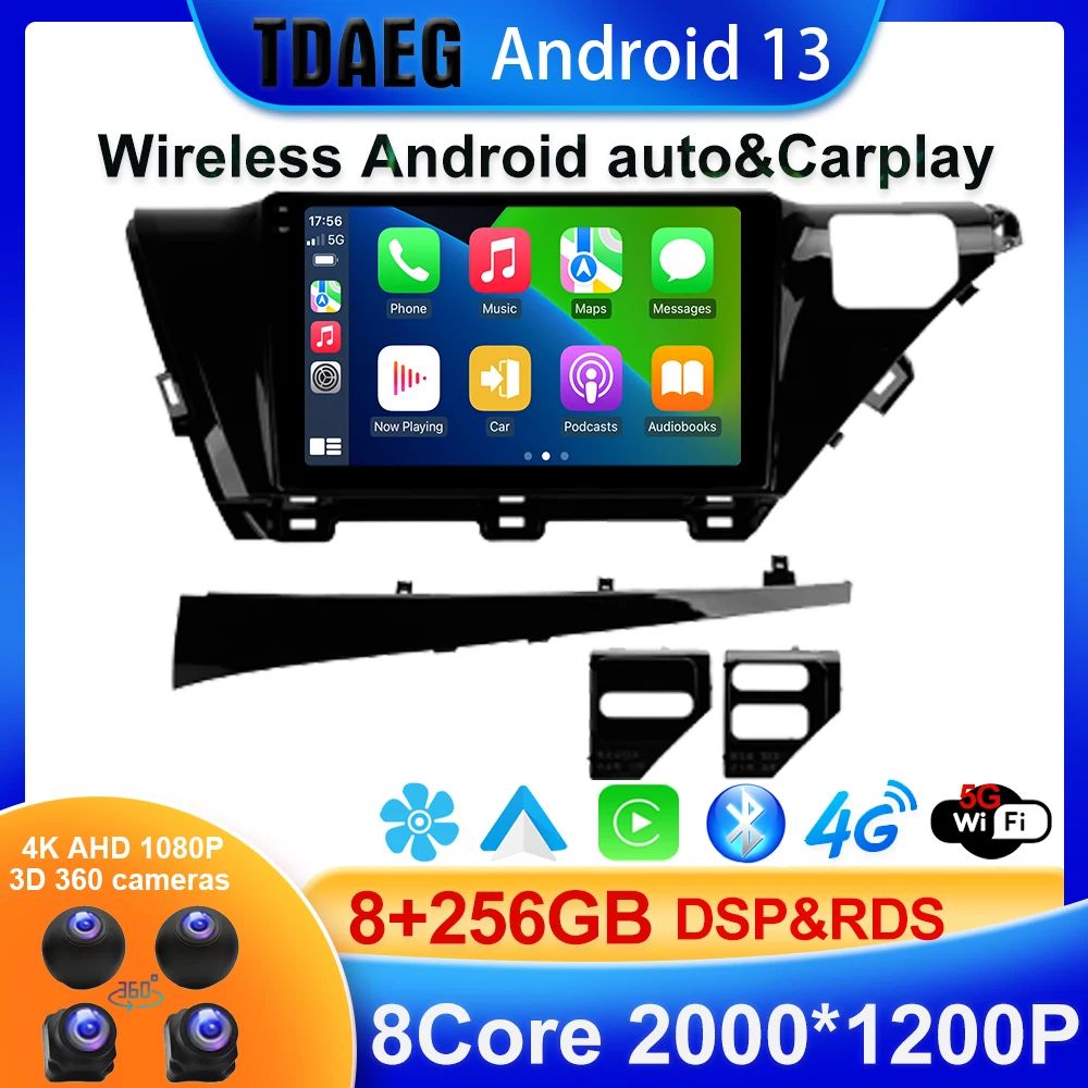 BT5.0 2K 8+256G   For Toyota Camry 8 XV 70 2017 - 2020 Car Radio Multimedia Video Player Navigation Android 13 No 2din 2 din dvd