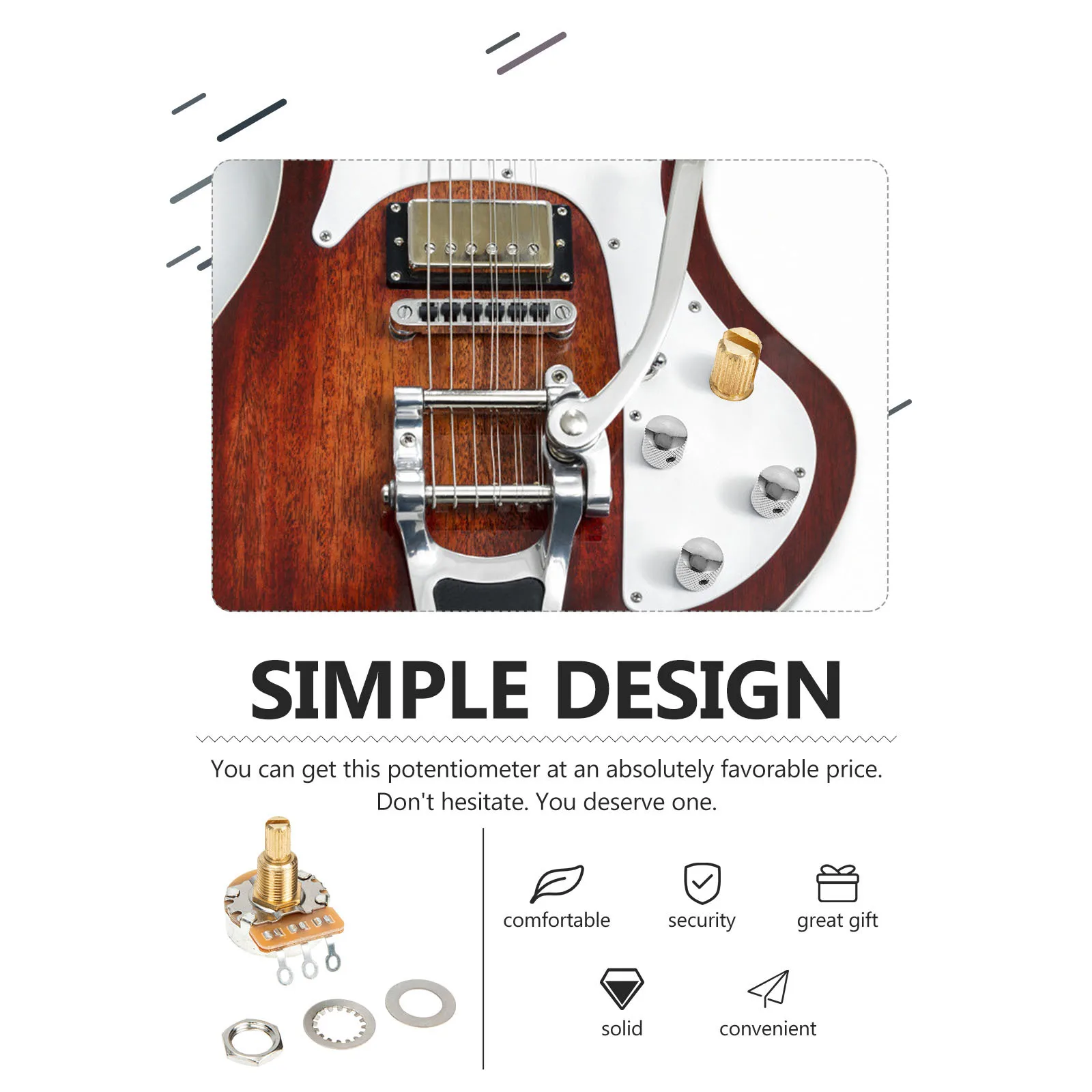 

1Set Electric Guitar Metal Potentiometer Durable Small Size Replacement Part Instrument Accessory Guitar Modification