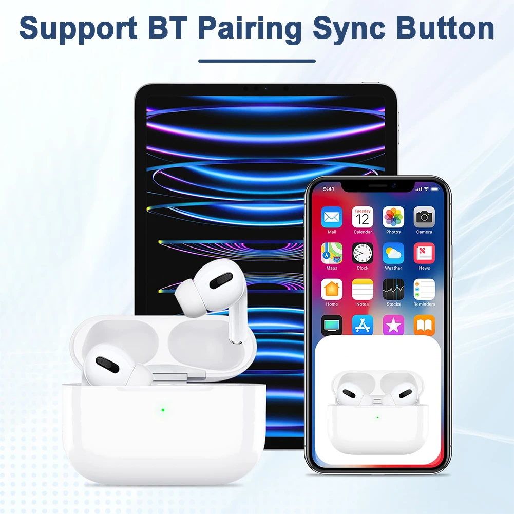 Replacement Charging Case For IOS/​Type-C Port with Bluetooth-Compatible Pairing Sync Button for AirPods Pro 2nd & 1st Gen