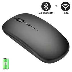 Ratón óptico inalámbrico con Bluetooth, recargable por USB, para ordenador, portátil, PC, Macbook, 2,4 GHz, 1600DPI